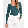 image:imageANRABESS Womens Long Sleeve Scalloped Scoop Neck Sweater  Soft Comfy Ribbed Knit TopCute Slim Fitted ShirtsWorkampEveryday WearWarm Layering ClothingFall Spring Casual OutfitsDark Green