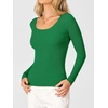 image:imageANRABESS Womens Long Sleeve Scalloped Scoop Neck Sweater  Soft Comfy Ribbed Knit TopCute Slim Fitted ShirtsWorkampEveryday WearWarm Layering ClothingFall Spring Casual OutfitsGreen