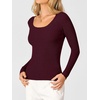 image:imageANRABESS Womens Long Sleeve Scalloped Scoop Neck Sweater  Soft Comfy Ribbed Knit TopCute Slim Fitted ShirtsWorkampEveryday WearWarm Layering ClothingFall Spring Casual OutfitsWine Red