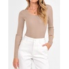 image:imageANRABESS Womens Long Sleeve Scalloped Scoop Neck Sweater  Soft Comfy Ribbed Knit TopCute Slim Fitted ShirtsWorkampEveryday WearWarm Layering ClothingFall Spring Casual OutfitsBright Tan