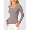 image:imageANRABESS Womens Long Sleeve Scalloped Scoop Neck Sweater  Soft Comfy Ribbed Knit TopCute Slim Fitted ShirtsWorkampEveryday WearWarm Layering ClothingFall Spring Casual OutfitsPurple Taupe