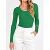 image:imageANRABESS Womens Long Sleeve Scalloped Scoop Neck Sweater  Soft Comfy Ribbed Knit TopCute Slim Fitted ShirtsWorkampEveryday WearWarm Layering ClothingFall Spring Casual OutfitsGreen