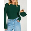 image:imageANRABESS Womens Long Sleeve Shirts Boat Neck Double Lined Top  Basic Slim Fitted Tshirts Stretchy Soft BreathableFall Winter Layer Clothing Going Out Casual Outfits Travel Everyday WearDeep Green