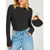 image:imageANRABESS Womens Long Sleeve Shirts Boat Neck Double Lined Top  Basic Slim Fitted Tshirts Stretchy Soft BreathableFall Winter Layer Clothing Going Out Casual Outfits Travel Everyday WearBlack