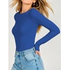 image:imageANRABESS Womens Long Sleeve Shirts Boat Neck Double Lined Top  Basic Slim Fitted Tshirts Stretchy Soft BreathableFall Winter Layer Clothing Going Out Casual Outfits Travel Everyday WearBlue