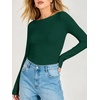 image:imageANRABESS Womens Long Sleeve Shirts Boat Neck Double Lined Top  Basic Slim Fitted Tshirts Stretchy Soft BreathableFall Winter Layer Clothing Going Out Casual Outfits Travel Everyday WearDeep Green