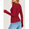 image:imageANRABESS Womens Long Sleeve Shirts Boat Neck Double Lined Top  Basic Slim Fitted Tshirts Stretchy Soft BreathableFall Winter Layer Clothing Going Out Casual Outfits Travel Everyday WearRed
