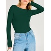 image:imageANRABESS Womens Long Sleeve Shirts Boat Neck Double Lined Top  Basic Slim Fitted Tshirts Stretchy Soft BreathableFall Winter Layer Clothing Going Out Casual Outfits Travel Everyday WearDeep Green