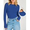 image:imageANRABESS Womens Long Sleeve Shirts Boat Neck Double Lined Top  Basic Slim Fitted Tshirts Stretchy Soft BreathableFall Winter Layer Clothing Going Out Casual Outfits Travel Everyday WearBlue