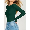 image:imageANRABESS Womens Long Sleeve Shirts Boat Neck Double Lined Top  Basic Slim Fitted Tshirts Stretchy Soft BreathableFall Winter Layer Clothing Going Out Casual Outfits Travel Everyday WearDeep Green
