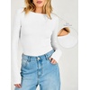 image:imageANRABESS Womens Long Sleeve Shirts Boat Neck Double Lined Top  Basic Slim Fitted Tshirts Stretchy Soft BreathableFall Winter Layer Clothing Going Out Casual Outfits Travel Everyday WearWhite