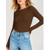 image:imageANRABESS Womens Long Sleeve Shirts Boat Neck Double Lined Top  Basic Slim Fitted Tshirts Stretchy Soft BreathableFall Winter Layer Clothing Going Out Casual Outfits Travel Everyday WearBrown