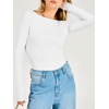 image:imageANRABESS Womens Long Sleeve Shirts Boat Neck Double Lined Top  Basic Slim Fitted Tshirts Stretchy Soft BreathableFall Winter Layer Clothing Going Out Casual Outfits Travel Everyday WearWhite
