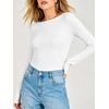 image:imageANRABESS Womens Long Sleeve Shirts Boat Neck Double Lined Top  Basic Slim Fitted Tshirts Stretchy Soft BreathableFall Winter Layer Clothing Going Out Casual Outfits Travel Everyday WearWhite
