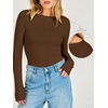 image:imageANRABESS Womens Long Sleeve Shirts Boat Neck Double Lined Top  Basic Slim Fitted Tshirts Stretchy Soft BreathableFall Winter Layer Clothing Going Out Casual Outfits Travel Everyday WearBrown