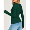 image:imageANRABESS Womens Long Sleeve Shirts Boat Neck Double Lined Top  Basic Slim Fitted Tshirts Stretchy Soft BreathableFall Winter Layer Clothing Going Out Casual Outfits Travel Everyday WearDeep Green