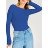 image:imageANRABESS Womens Long Sleeve Shirts Boat Neck Double Lined Top  Basic Slim Fitted Tshirts Stretchy Soft BreathableFall Winter Layer Clothing Going Out Casual Outfits Travel Everyday WearBlue