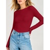 image:imageANRABESS Womens Long Sleeve Shirts Boat Neck Double Lined Top  Basic Slim Fitted Tshirts Stretchy Soft BreathableFall Winter Layer Clothing Going Out Casual Outfits Travel Everyday WearRed