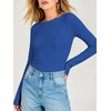 image:imageANRABESS Womens Long Sleeve Shirts Boat Neck Double Lined Top  Basic Slim Fitted Tshirts Stretchy Soft BreathableFall Winter Layer Clothing Going Out Casual Outfits Travel Everyday WearBlue