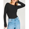 image:imageANRABESS Womens Long Sleeve Shirts Boat Neck Double Lined Top  Basic Slim Fitted Tshirts Stretchy Soft BreathableFall Winter Layer Clothing Going Out Casual Outfits Travel Everyday WearBlack
