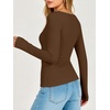 image:imageANRABESS Womens Long Sleeve Shirts Boat Neck Double Lined Top  Basic Slim Fitted Tshirts Stretchy Soft BreathableFall Winter Layer Clothing Going Out Casual Outfits Travel Everyday WearBrown