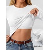 image:imageANRABESS Womens Long Sleeve Shirts Top Built in Bra  Crew NeckSoft Stretchy Breathable RibbedSlim FitBasic TeeCasual Going OutWork Travel AllDay WearSpring Fall LayerWhite
