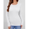 image:imageANRABESS Womens Long Sleeve Shirts Top Built in Bra  Crew NeckSoft Stretchy Breathable RibbedSlim FitBasic TeeCasual Going OutWork Travel AllDay WearSpring Fall LayerWhite