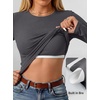 image:imageANRABESS Womens Long Sleeve Shirts Top Built in Bra  Crew NeckSoft Stretchy Breathable RibbedSlim FitBasic TeeCasual Going OutWork Travel AllDay WearSpring Fall LayerDeep Grey