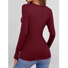 image:imageANRABESS Womens Long Sleeve Shirts Top Built in Bra  Crew NeckSoft Stretchy Breathable RibbedSlim FitBasic TeeCasual Going OutWork Travel AllDay WearSpring Fall LayerWine Red