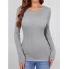 image:imageANRABESS Womens Long Sleeve Shirts Top Built in Bra  Crew NeckSoft Stretchy Breathable RibbedSlim FitBasic TeeCasual Going OutWork Travel AllDay WearSpring Fall LayerGrey