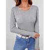 image:imageANRABESS Womens Long Sleeve Shirts Top Built in Bra  Crew NeckSoft Stretchy Breathable RibbedSlim FitBasic TeeCasual Going OutWork Travel AllDay WearSpring Fall LayerGrey