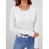 image:imageANRABESS Womens Long Sleeve Shirts Top Built in Bra  Crew NeckSoft Stretchy Breathable RibbedSlim FitBasic TeeCasual Going OutWork Travel AllDay WearSpring Fall LayerWhite