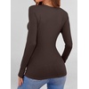 image:imageANRABESS Womens Long Sleeve Shirts Top Built in Bra  Crew NeckSoft Stretchy Breathable RibbedSlim FitBasic TeeCasual Going OutWork Travel AllDay WearSpring Fall LayerCoffee