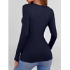 image:imageANRABESS Womens Long Sleeve Shirts Top Built in Bra  Crew NeckSoft Stretchy Breathable RibbedSlim FitBasic TeeCasual Going OutWork Travel AllDay WearSpring Fall LayerNavy Blue