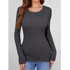 image:imageANRABESS Womens Long Sleeve Shirts Top Built in Bra  Crew NeckSoft Stretchy Breathable RibbedSlim FitBasic TeeCasual Going OutWork Travel AllDay WearSpring Fall LayerDeep Grey