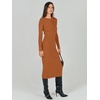image:imageANRABESS Womens Long Sleeve Sweater Dress 2025 Fall Crewneck Bodycon Stretch Ribbed Knit Slim Fit Midi Dresses Trendy Outfits Rust Large