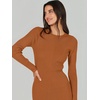 image:imageANRABESS Womens Long Sleeve Sweater Dress 2025 Fall Crewneck Bodycon Stretch Ribbed Knit Slim Fit Midi Dresses Trendy Outfits Rust Large