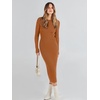 image:imageANRABESS Womens Long Sleeve Sweater Dress 2025 Fall Crewneck Bodycon Stretch Ribbed Knit Slim Fit Midi Dresses Trendy Outfits Rust Large