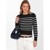 image:imageANRABESS Womens Long Sleeve Sweaters Cropped Crew Neck  Business Casual TopsLight Weight Comfy KnitPullover ShortSweaterBasic ClassicFall Fashion Winter Layer ClothesBlack White Stripe