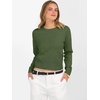 image:imageANRABESS Womens Long Sleeve Sweaters Cropped Crew Neck  Business Casual TopsLight Weight Comfy KnitPullover ShortSweaterBasic ClassicFall Fashion Winter Layer ClothesArmy Green
