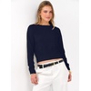 image:imageANRABESS Womens Long Sleeve Sweaters Cropped Crew Neck  Business Casual TopsLight Weight Comfy KnitPullover ShortSweaterBasic ClassicFall Fashion Winter Layer ClothesNavy Blue