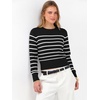 image:imageANRABESS Womens Long Sleeve Sweaters Cropped Crew Neck  Business Casual TopsLight Weight Comfy KnitPullover ShortSweaterBasic ClassicFall Fashion Winter Layer ClothesBlack White Stripe
