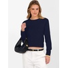 image:imageANRABESS Womens Long Sleeve Sweaters Cropped Crew Neck  Business Casual TopsLight Weight Comfy KnitPullover ShortSweaterBasic ClassicFall Fashion Winter Layer ClothesNavy Blue