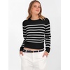 image:imageANRABESS Womens Long Sleeve Sweaters Cropped Crew Neck  Business Casual TopsLight Weight Comfy KnitPullover ShortSweaterBasic ClassicFall Fashion Winter Layer ClothesBlack White Stripe