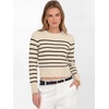 image:imageANRABESS Womens Long Sleeve Sweaters Cropped Crew Neck  Business Casual TopsLight Weight Comfy KnitPullover ShortSweaterBasic ClassicFall Fashion Winter Layer ClothesLight Parchment Black Stripe