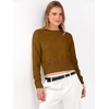 image:imageANRABESS Womens Long Sleeve Sweaters Cropped Crew Neck  Business Casual TopsLight Weight Comfy KnitPullover ShortSweaterBasic ClassicFall Fashion Winter Layer ClothesCaramel