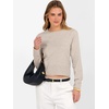 image:imageANRABESS Womens Long Sleeve Sweaters Cropped Crew Neck  Business Casual TopsLight Weight Comfy KnitPullover ShortSweaterBasic ClassicFall Fashion Winter Layer ClothesLight Almond