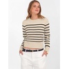 image:imageANRABESS Womens Long Sleeve Sweaters Cropped Crew Neck  Business Casual TopsLight Weight Comfy KnitPullover ShortSweaterBasic ClassicFall Fashion Winter Layer ClothesLight Parchment Black Stripe