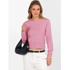 image:imageANRABESS Womens Long Sleeve Sweaters Cropped Crew Neck  Business Casual TopsLight Weight Comfy KnitPullover ShortSweaterBasic ClassicFall Fashion Winter Layer ClothesCoral Pink