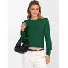 image:imageANRABESS Womens Long Sleeve Sweaters Cropped Crew Neck  Business Casual TopsLight Weight Comfy KnitPullover ShortSweaterBasic ClassicFall Fashion Winter Layer ClothesForest Deep Green